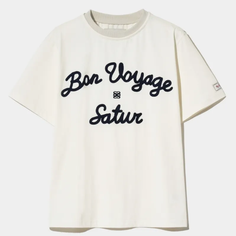 SATUR  |Unisex Street Style U-Neck Plain Cotton Short Sleeves Logo