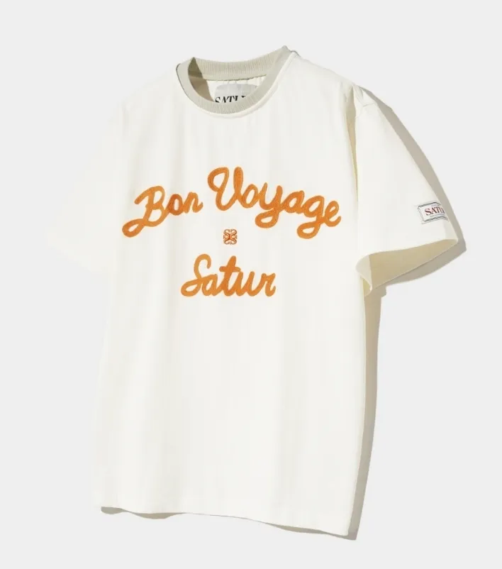 SATUR  |Unisex Street Style U-Neck Plain Cotton Short Sleeves Logo