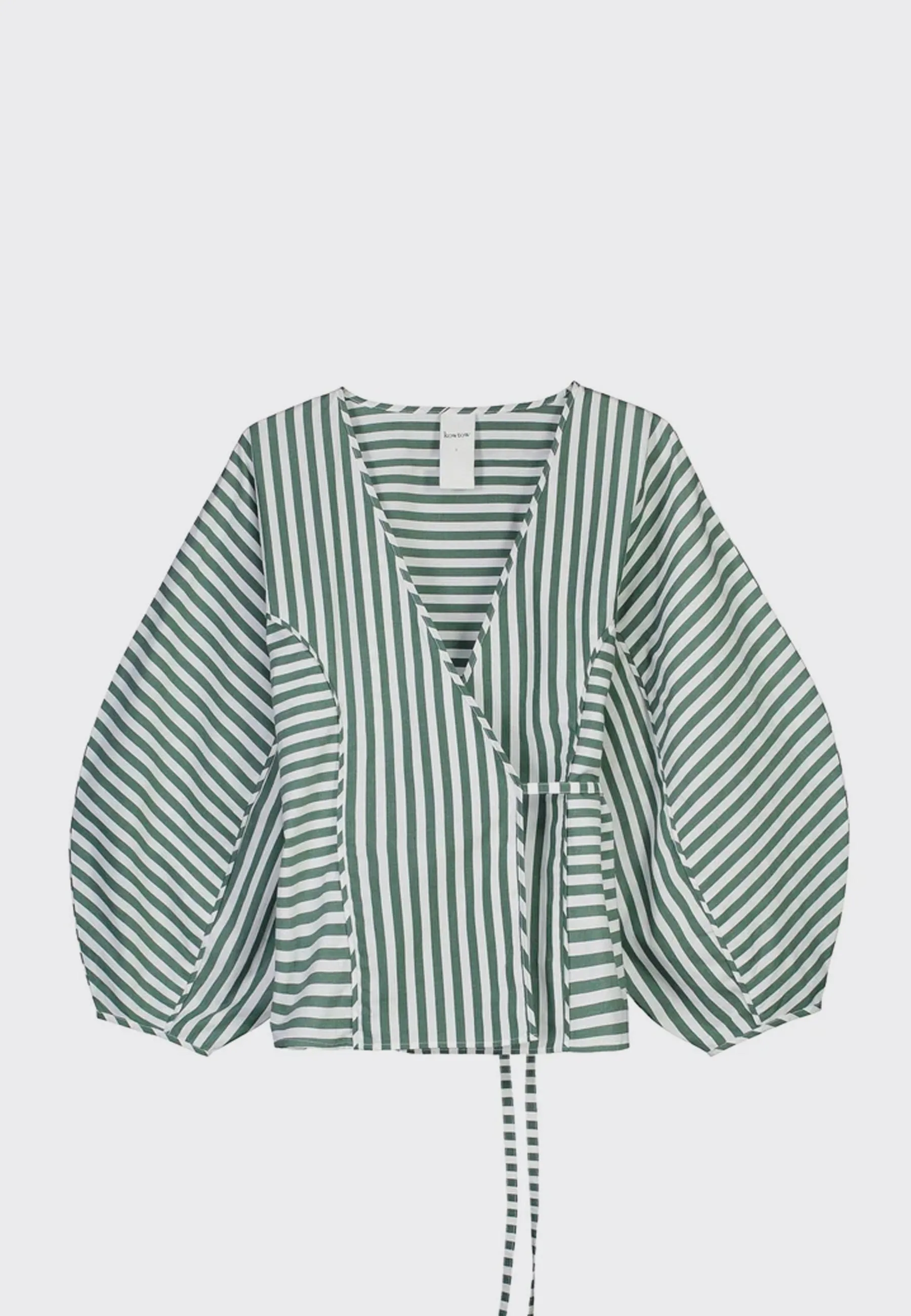 Sculptured Wrap Top - green/white stripe