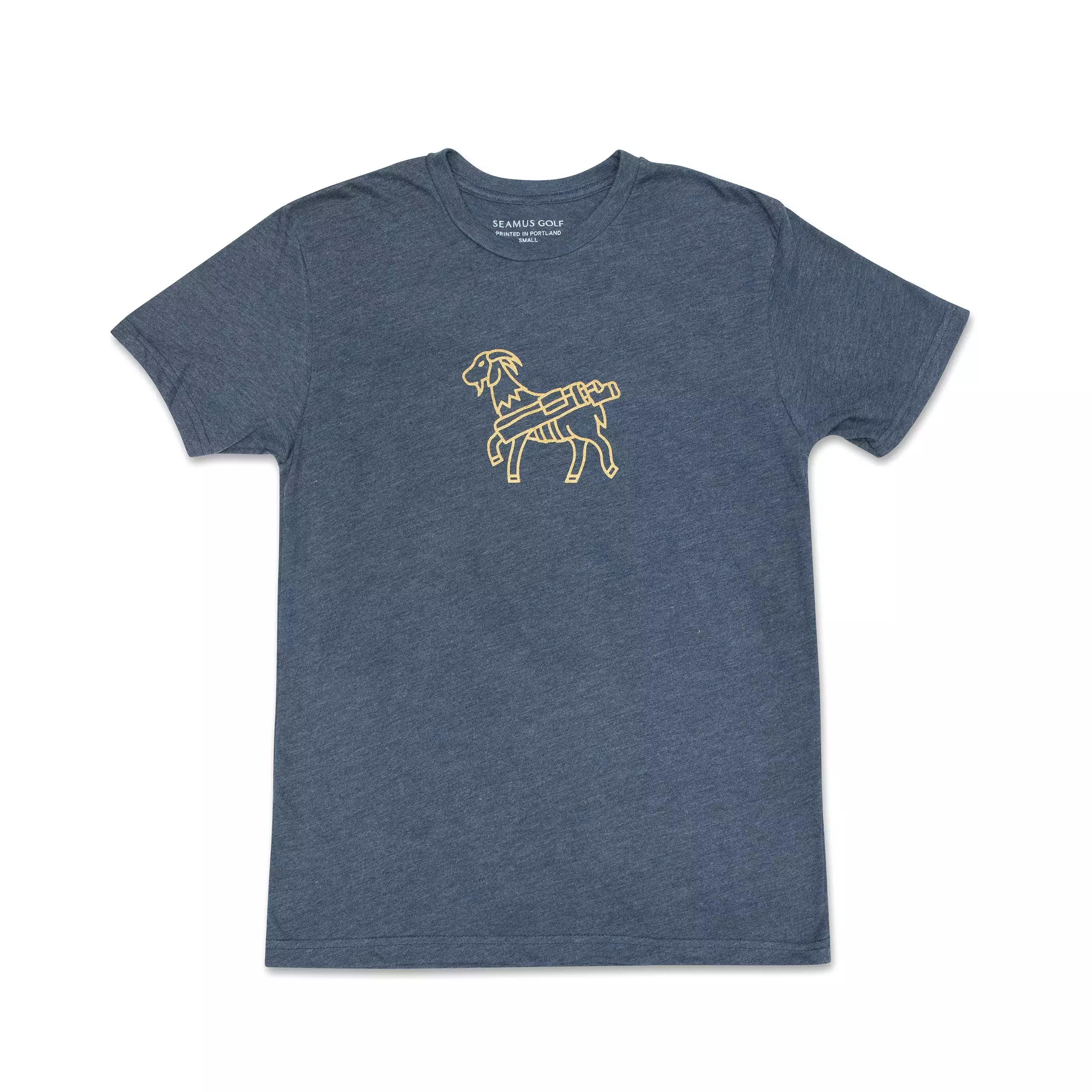 SEAMUS GOAT T-Shirt - Gold on Blue