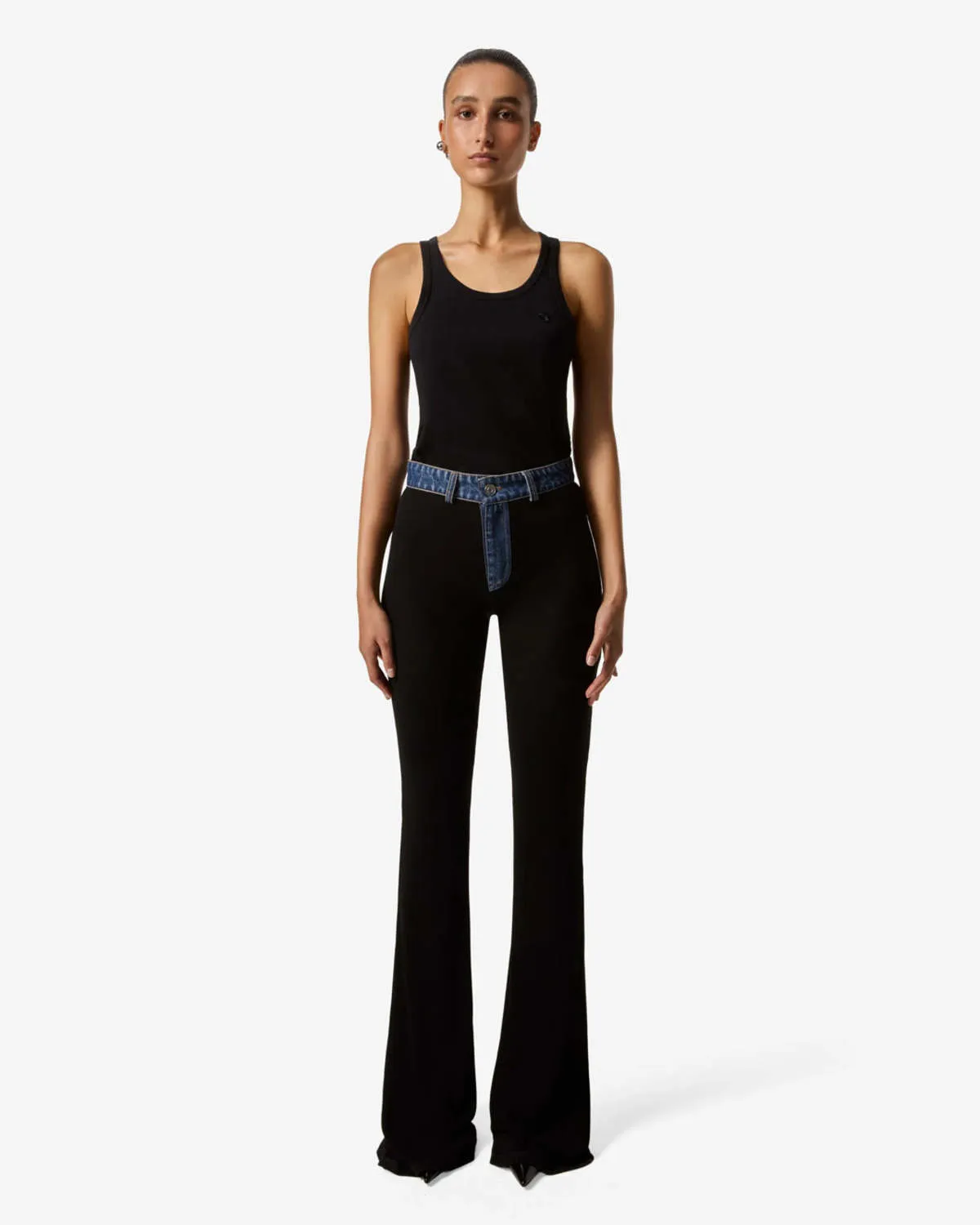 Second Skin Rib Denim Pants - black