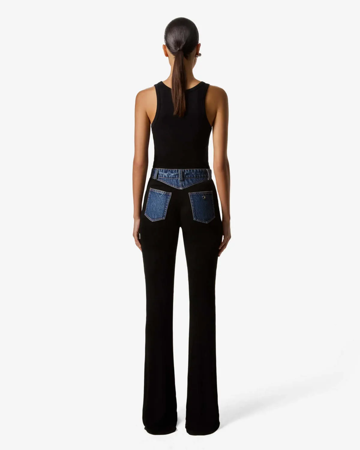 Second Skin Rib Denim Pants - black