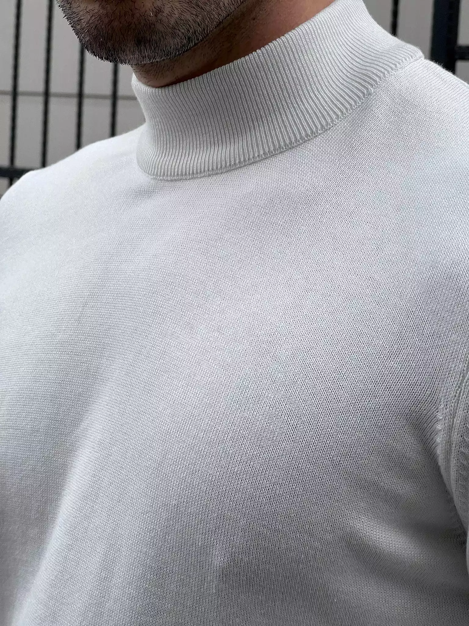 Slim fit White Half Turtleneck Sweater