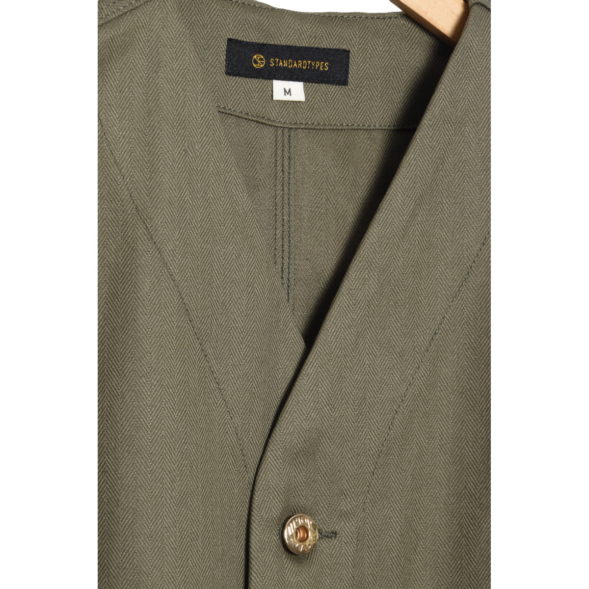 Standardtypes V-Neck Work Jacket olive herringbone ST046