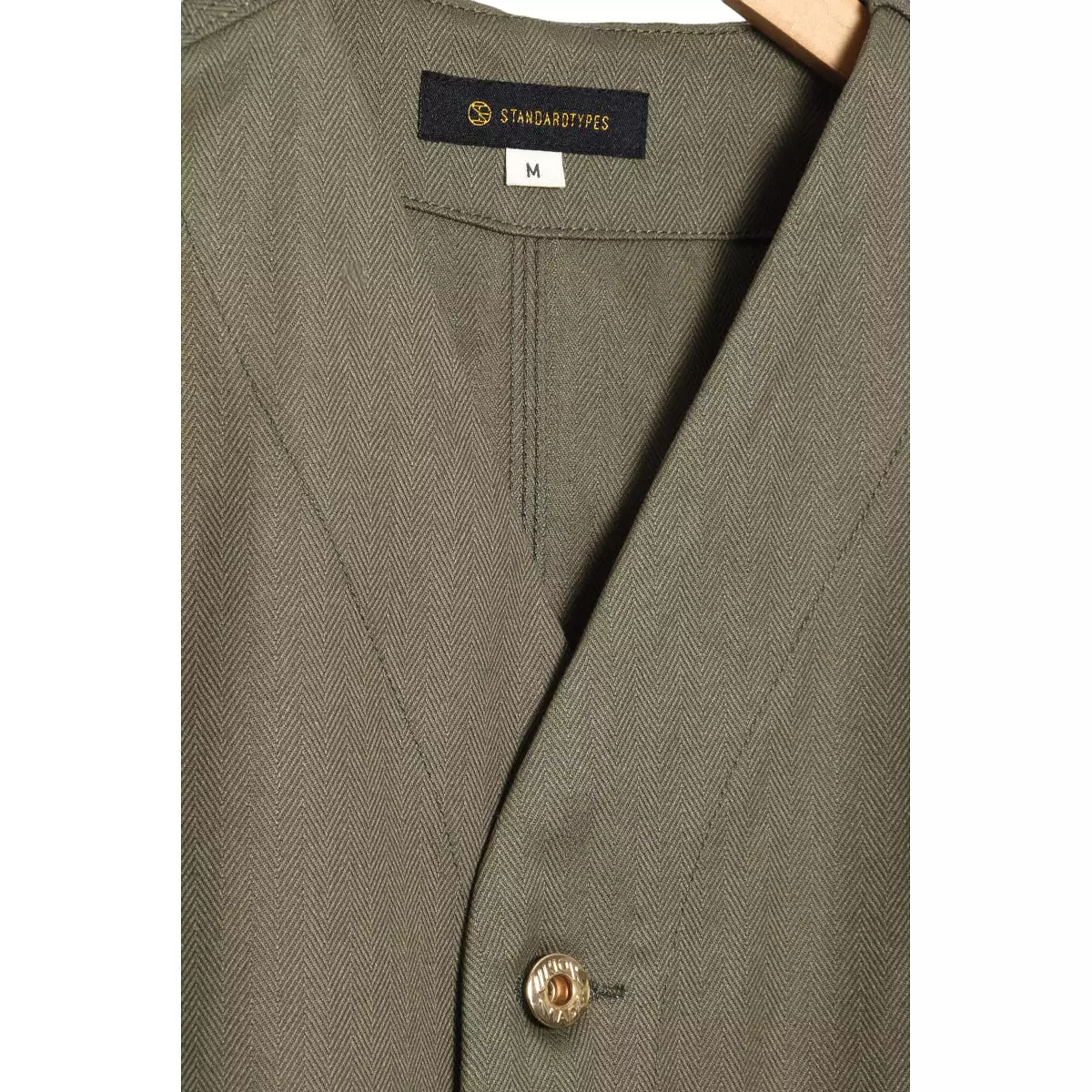 Standardtypes V-Neck Work Jacket olive herringbone ST046