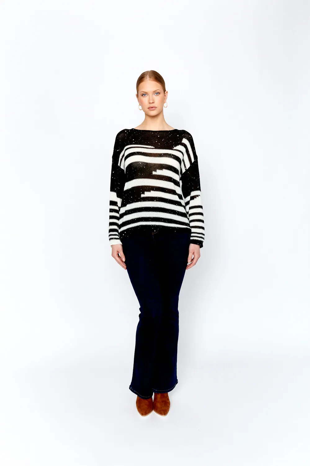 Striped Sequin Sweater Style 243421