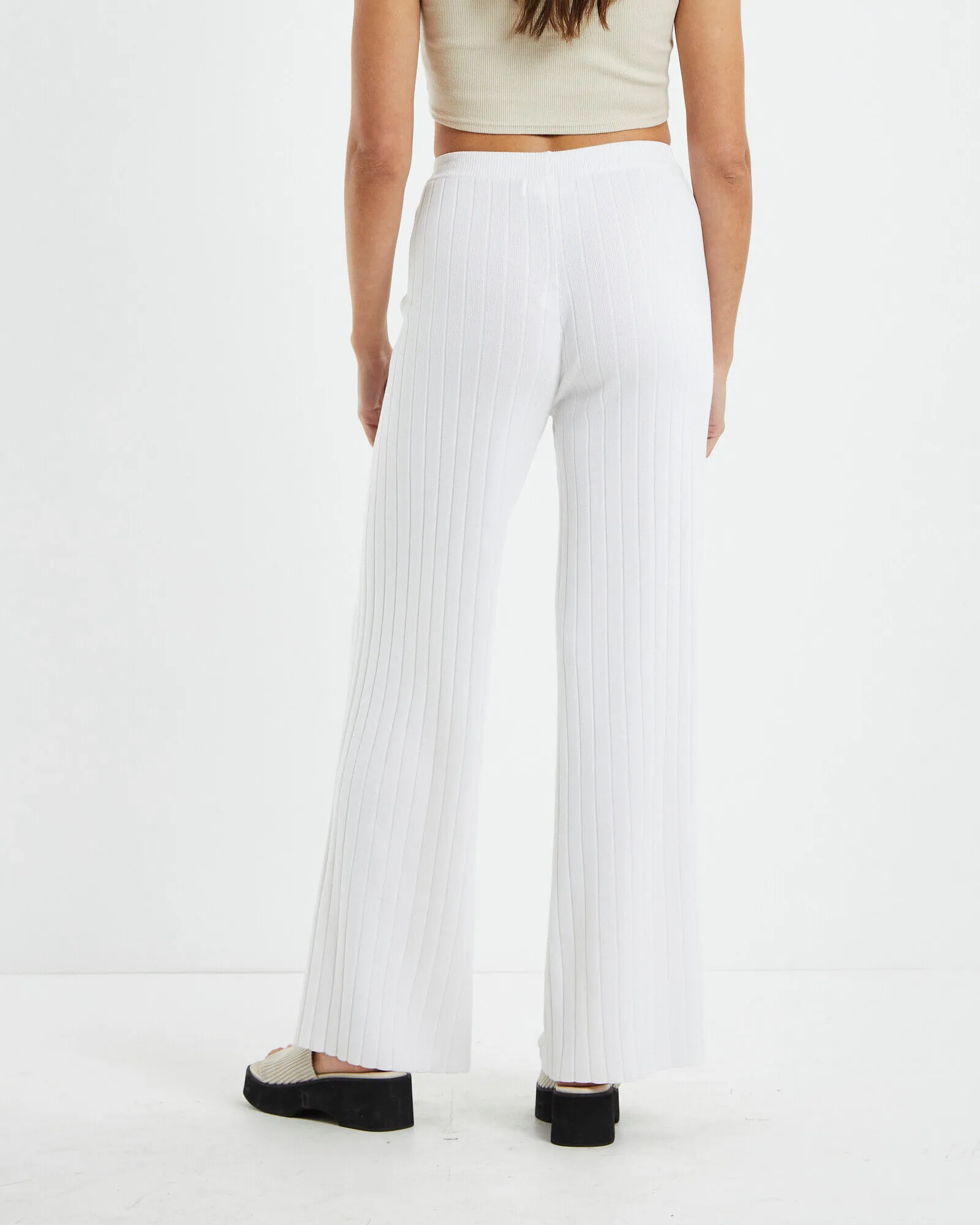 Subtitled Jemma Rib Knit Pants White