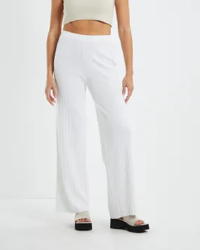 Subtitled Jemma Rib Knit Pants White