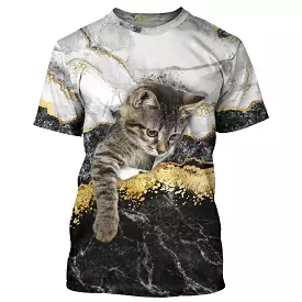 T shirt Tee Femme Graphic Chat 3D Imprimer Du Quotidien Fin De Semaine Rétro Vintage - CT16012320