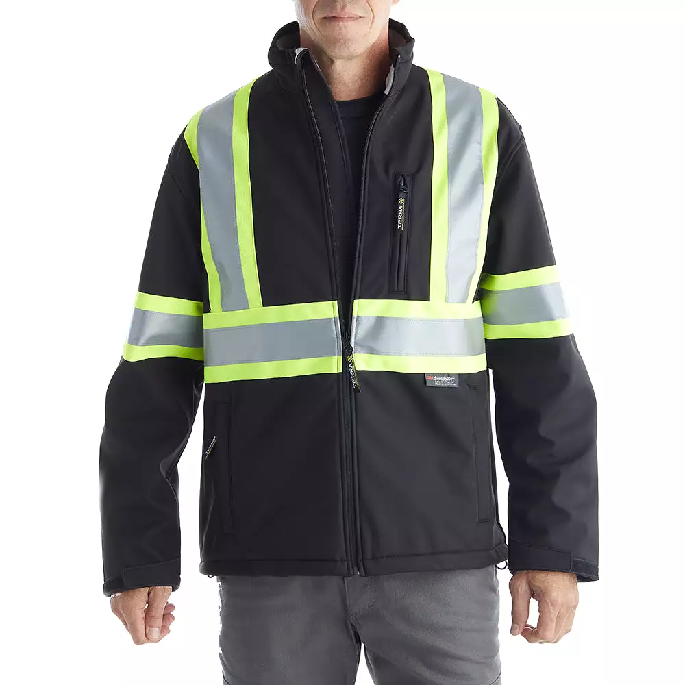 Terra Hi Vis Softshell Work Jacket 116516BK - Black