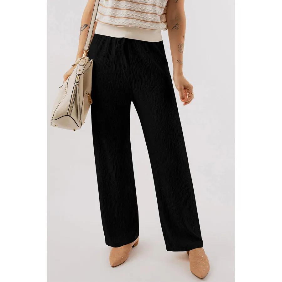 Textured Straight Leg Pants