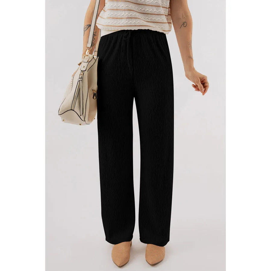 Textured Straight Leg Pants