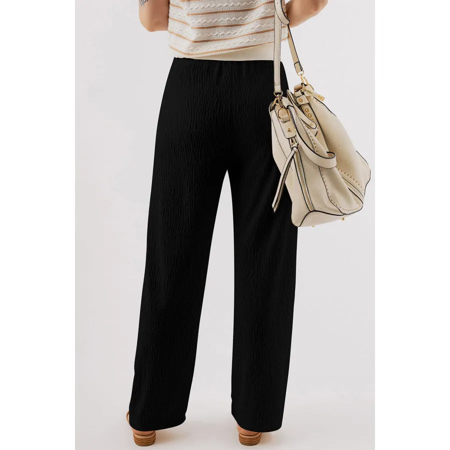 Textured Straight Leg Pants