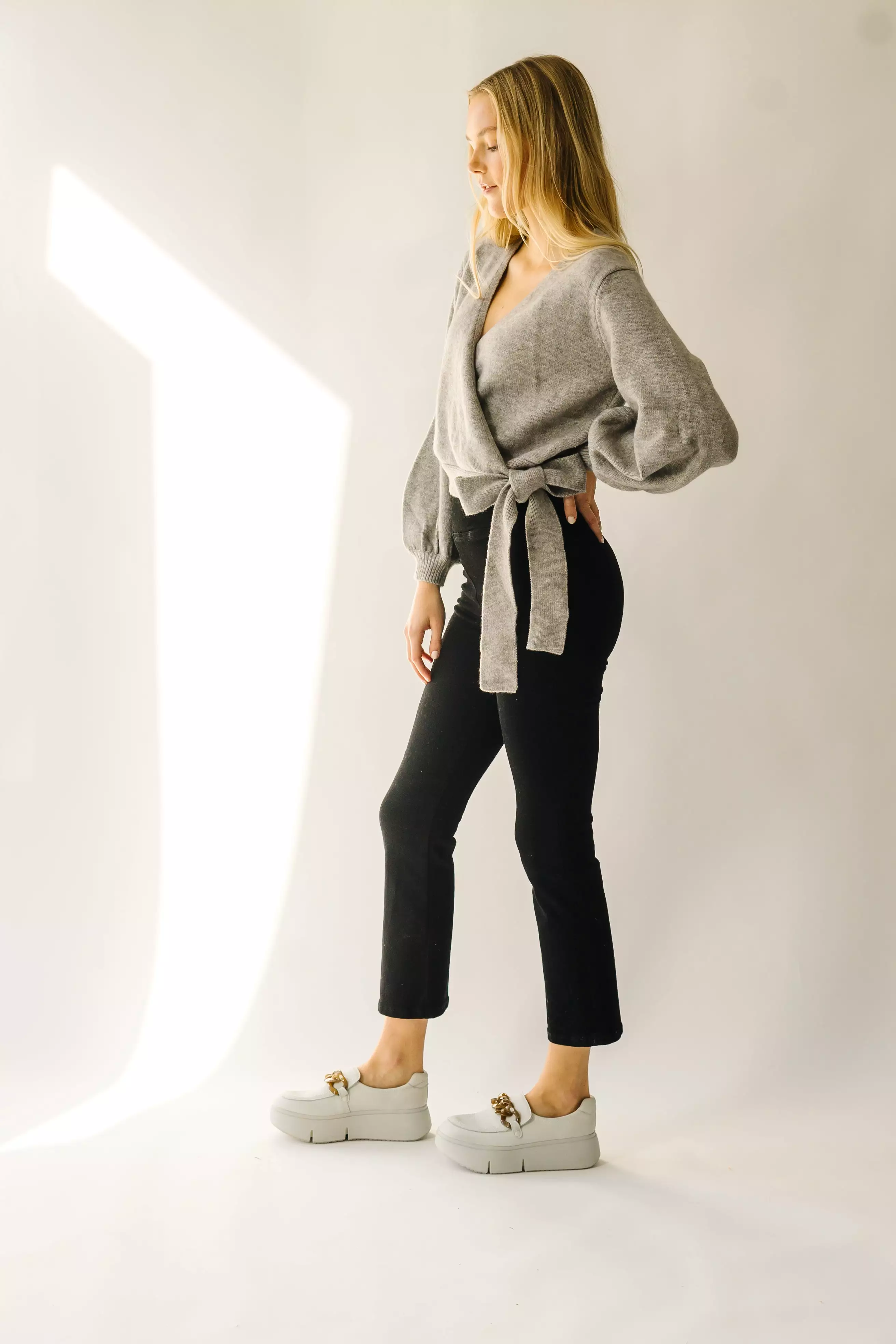 The Kellerton Wrap Detail Sweater in  Grey