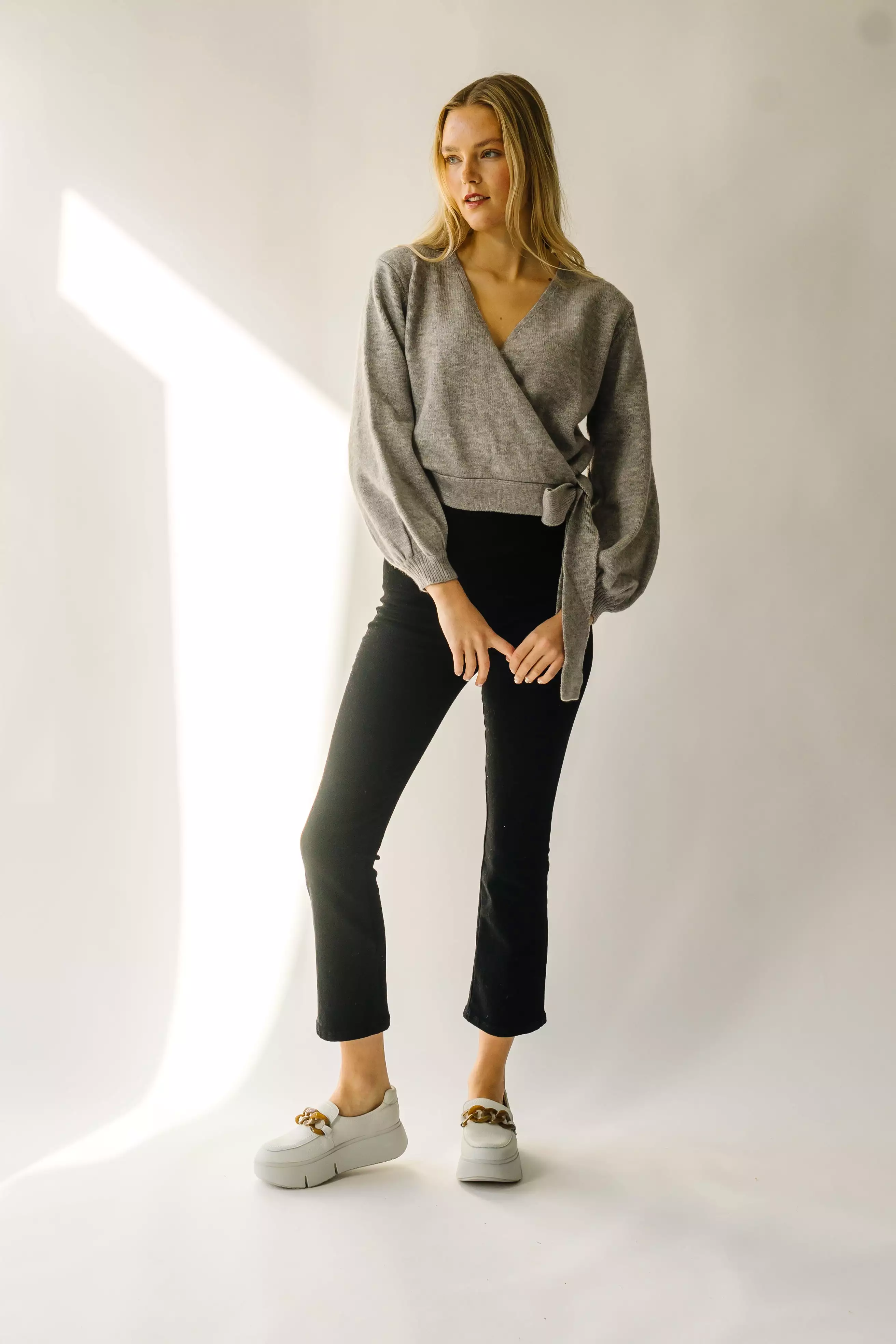 The Kellerton Wrap Detail Sweater in  Grey