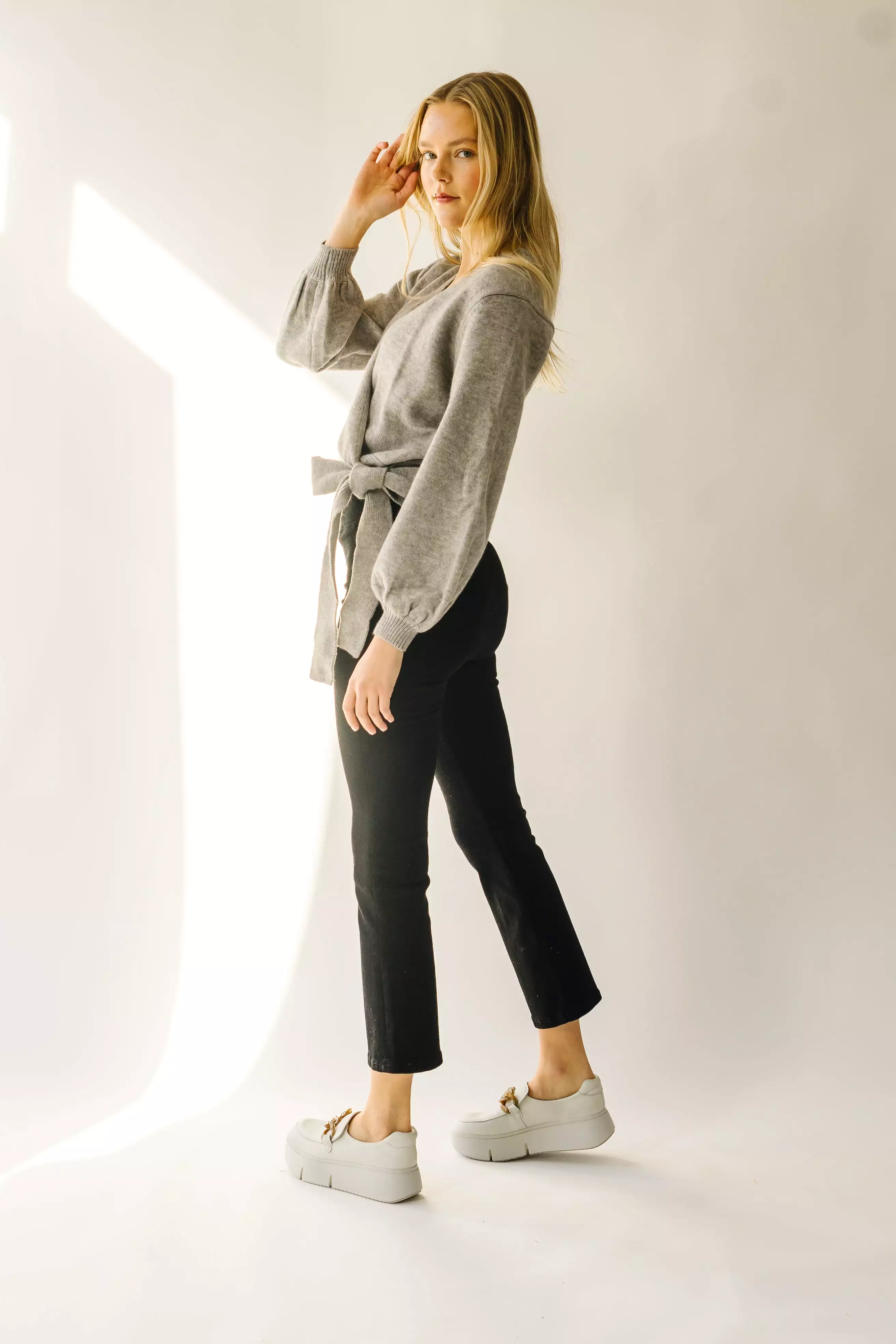 The Kellerton Wrap Detail Sweater in  Grey