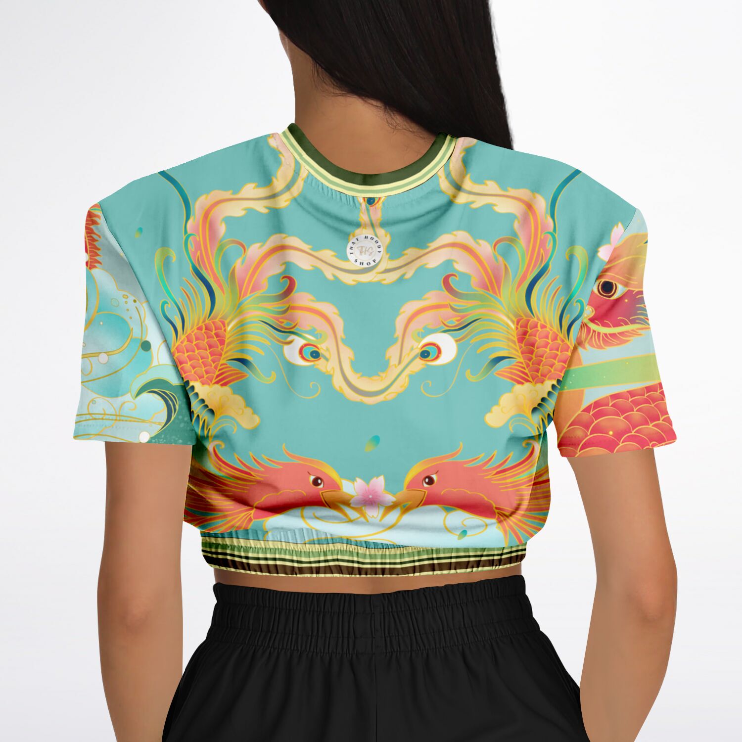 The Koi Dragon Short Sleeve Cropped Eco-Poly Sweater