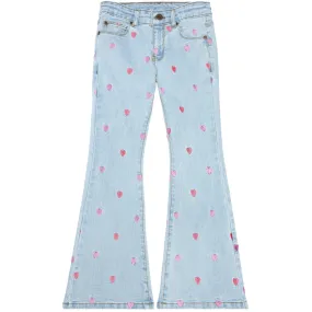 The New Light Blue Denim Laflared Embroidery Jeans