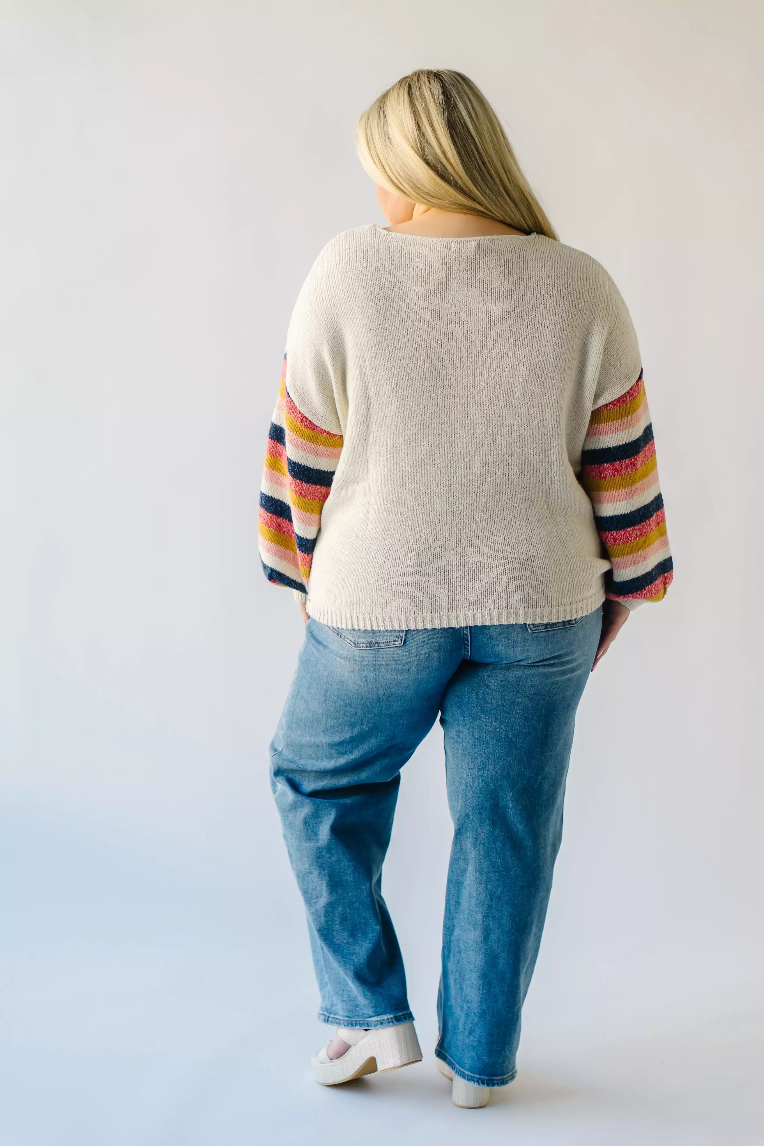 The Reden Woven Striped Sweater in Ivory Multi