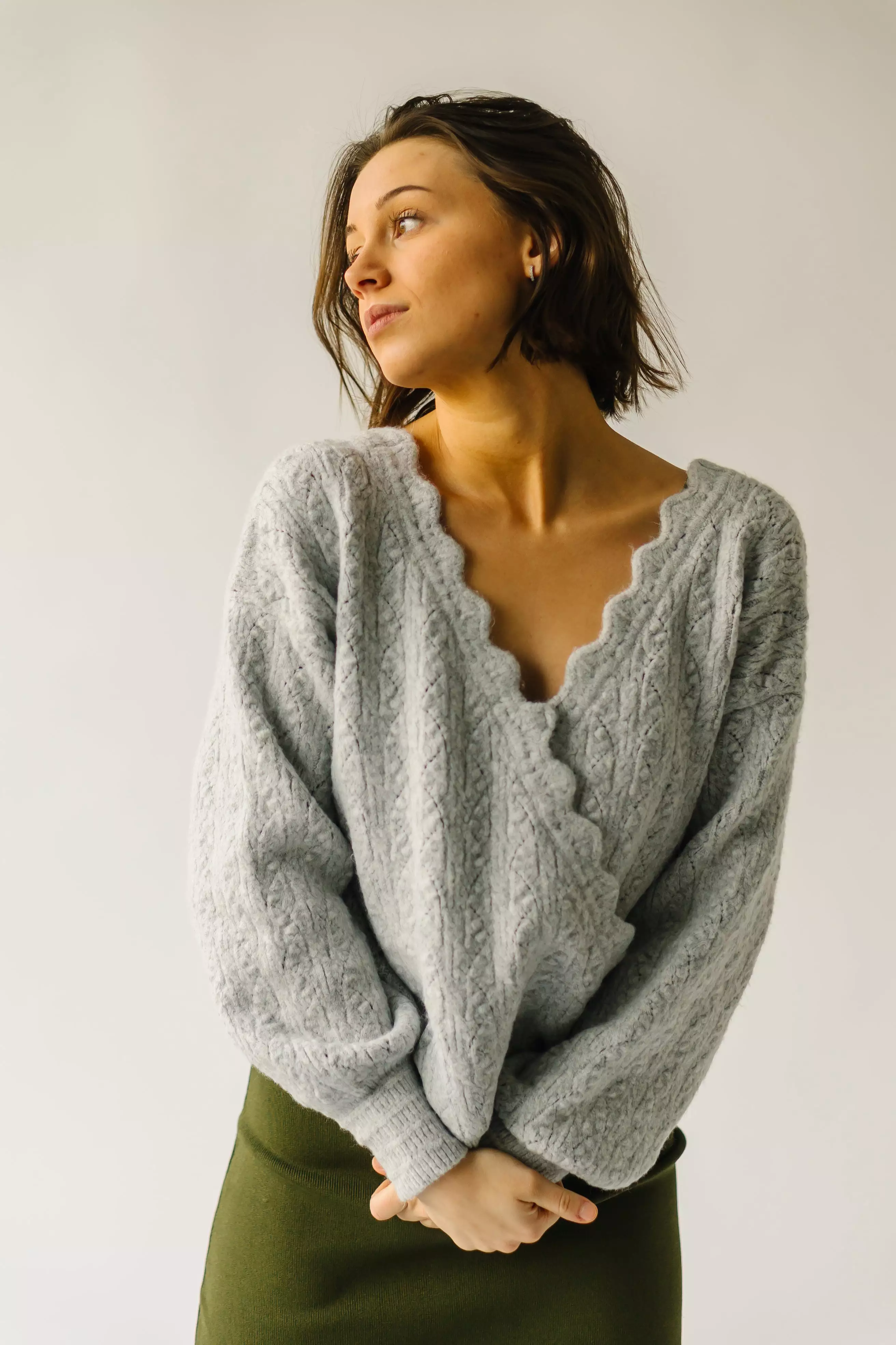 The Tagger Knit Wrap Sweater in Heather Grey