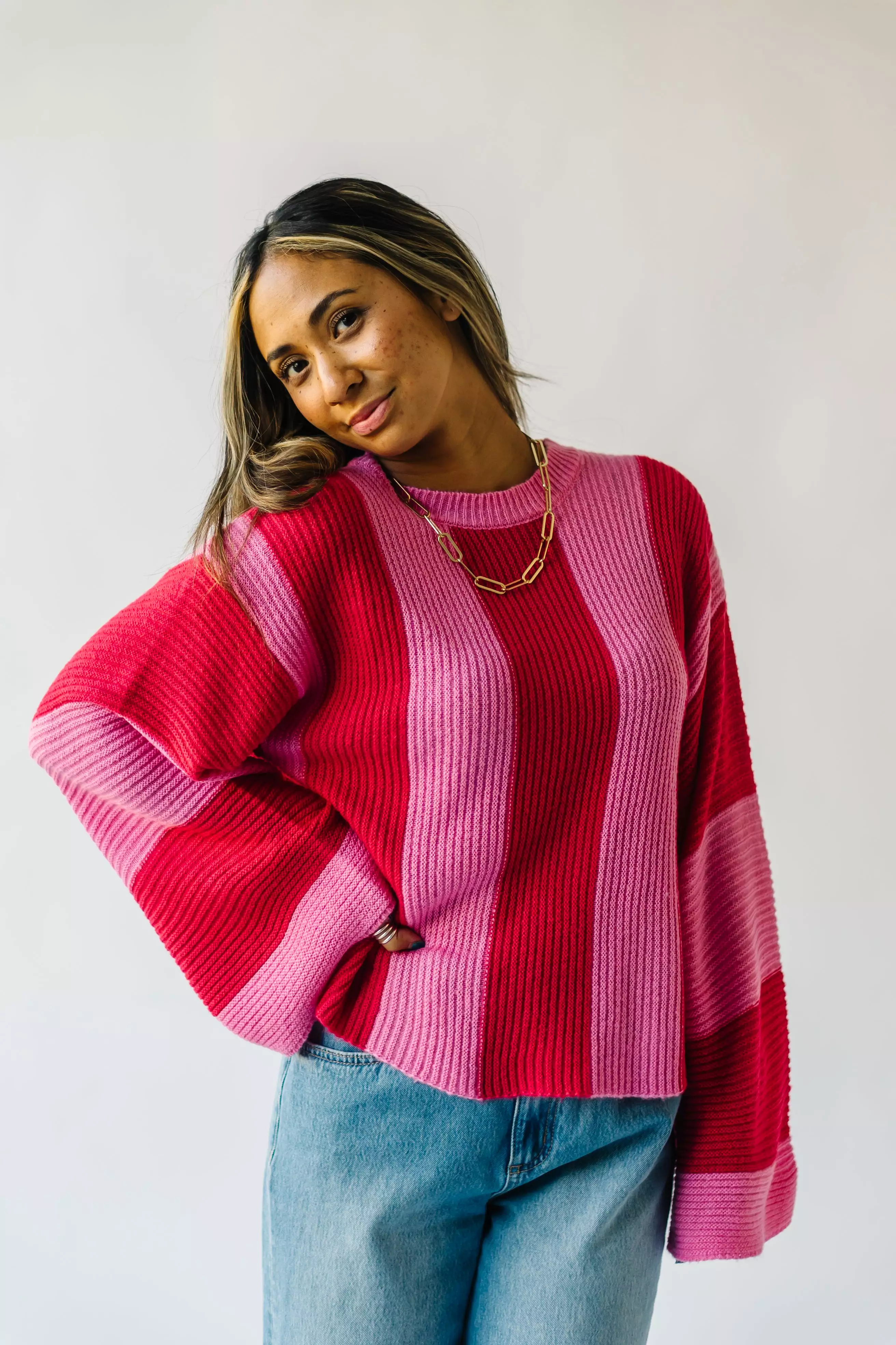 The Tiffin Striped Sweater in Pink