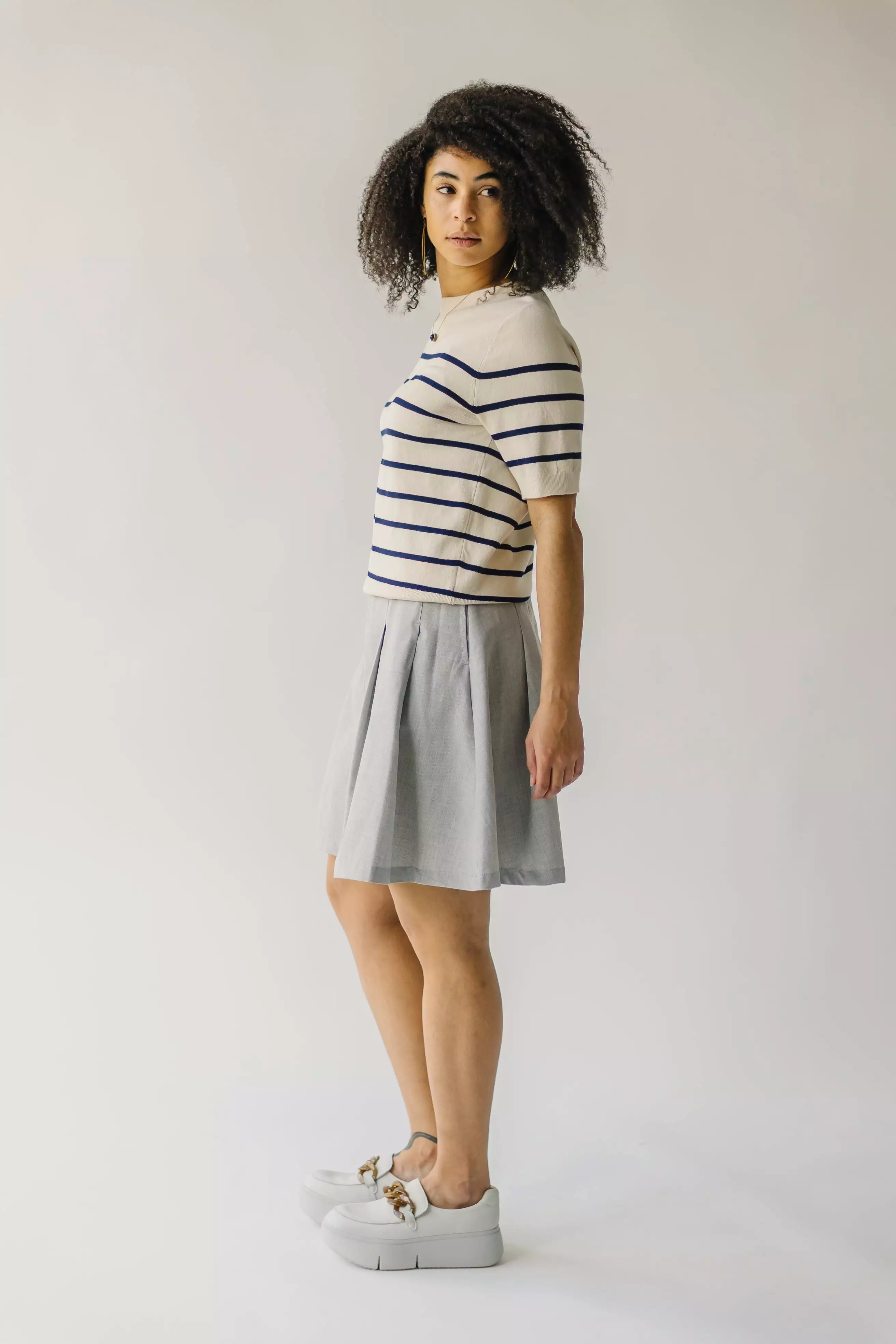 The Torin Striped Sweater in Ivory + Navy