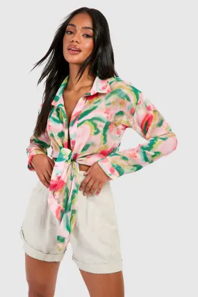 Tops | Chiffon Print Tie Blouse | boohoo