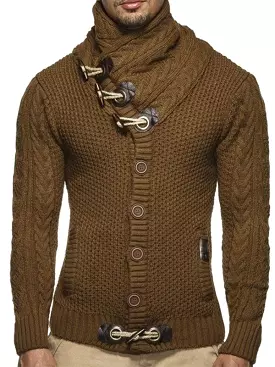 Turtleneck Button Men Cardigan Sweater