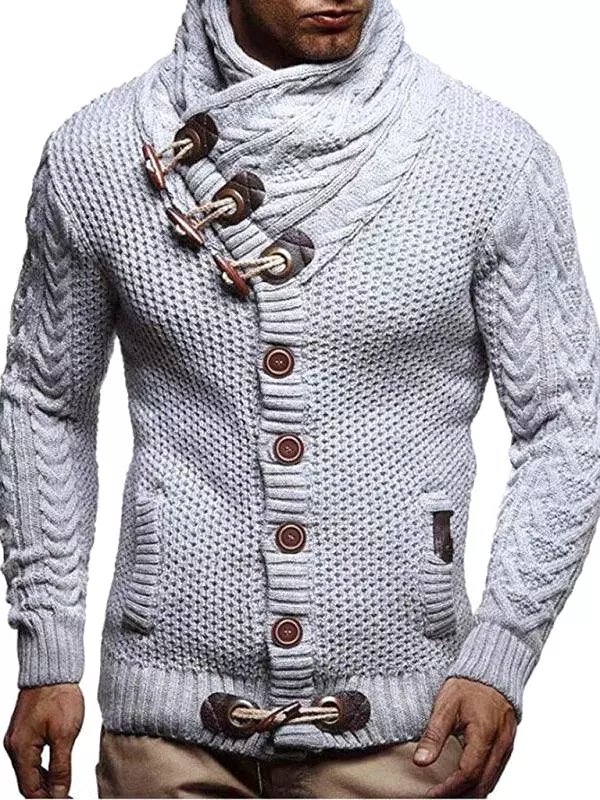 Turtleneck Button Men Cardigan Sweater