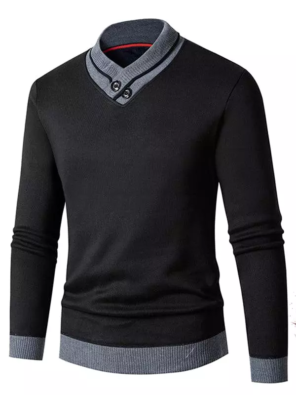 Turtleneck Slim Fit V-Neck Men Sweater