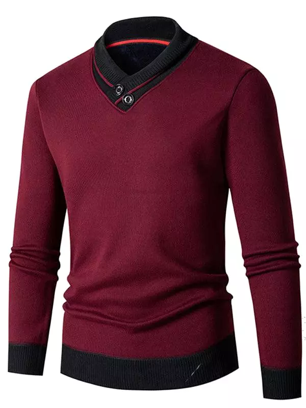 Turtleneck Slim Fit V-Neck Men Sweater