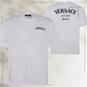 VERSACE  |Crew Neck Cotton Short Sleeves Logo Luxury