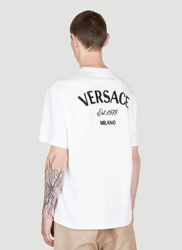 VERSACE  |Crew Neck Street Style Cotton Short Sleeves Logo Luxury