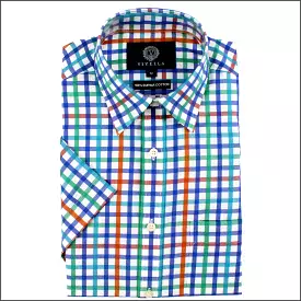 Viyella Blue checked  Cotton Short Sleeve shirt.