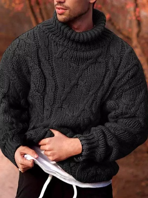 Warm Twist Thick Men Turtleneck Sweater