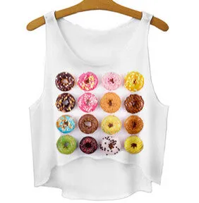 women vest crop tops t-Shirts sexy girls emoji print tops 3d print sleeveless tank tops SM6