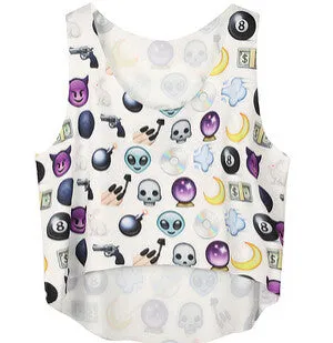 women vest crop tops t-Shirts sexy girls emoji print tops 3d print sleeveless tank tops SM6