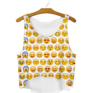 women vest crop tops t-Shirts sexy girls emoji print tops 3d print sleeveless tank tops SM6