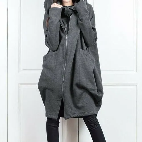 Women's Simple Style Solid Color 2 In 1 Patchwork Zipper Coat