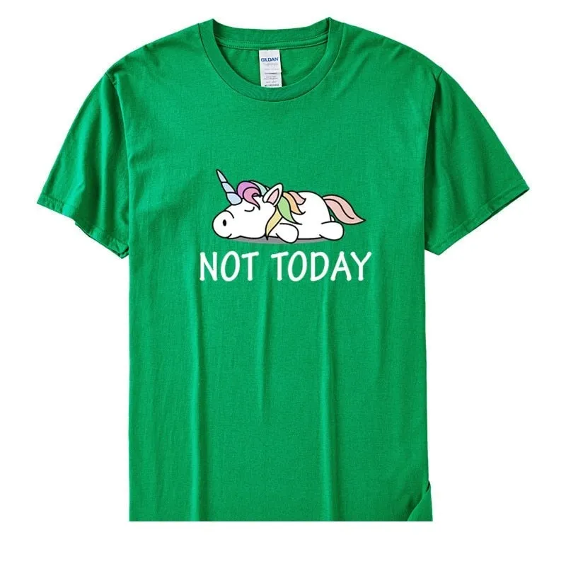 Women's Funny Not Today Unicorn Size Cotton Short Sleeve T-Shirt