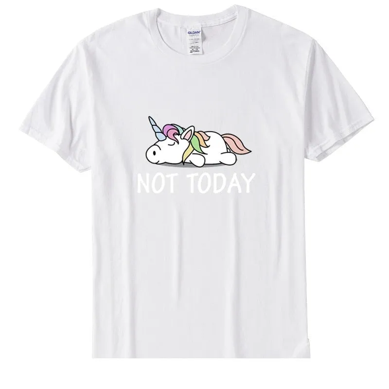 Women's Funny Not Today Unicorn Size Cotton Short Sleeve T-Shirt