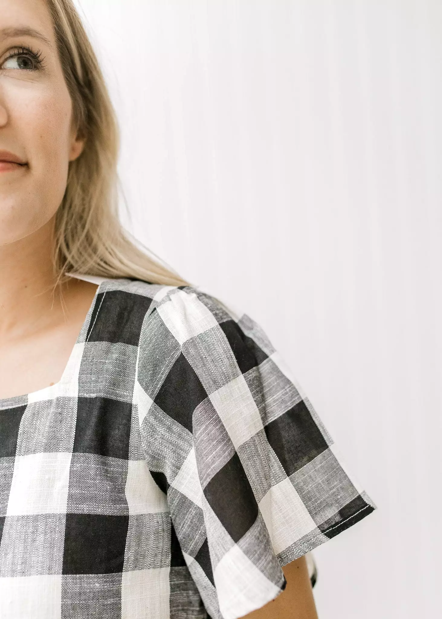 X Black and Cream Gingham Top