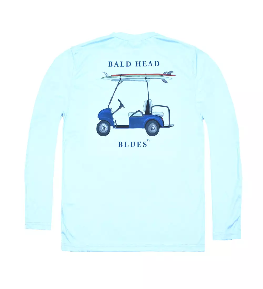 Youth Performance Long Sleeve Golf Cart T-Shirt - Arctic Blue