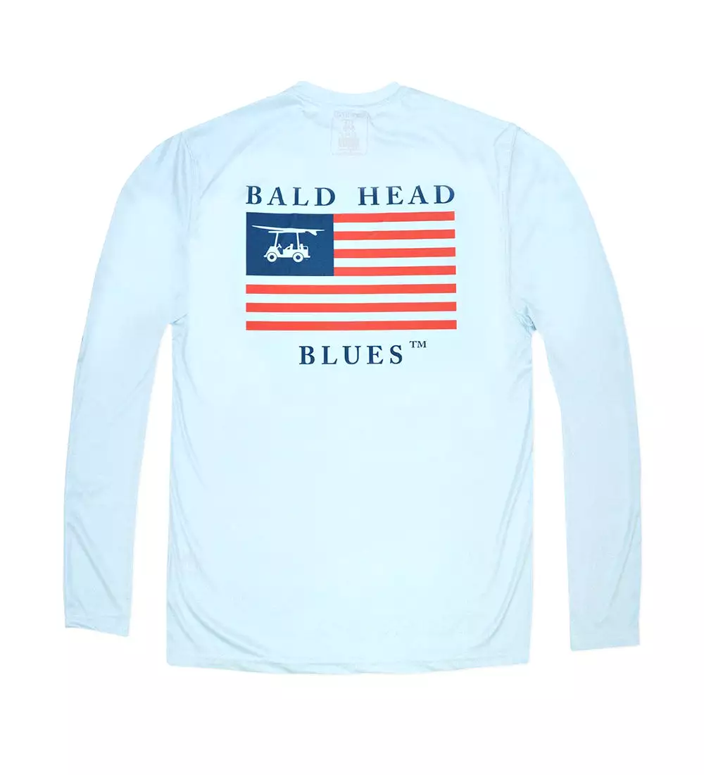 Youth Performance Long Sleeve USA T-Shirt - Arctic Blue