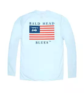 Youth Performance Long Sleeve USA T-Shirt - Arctic Blue