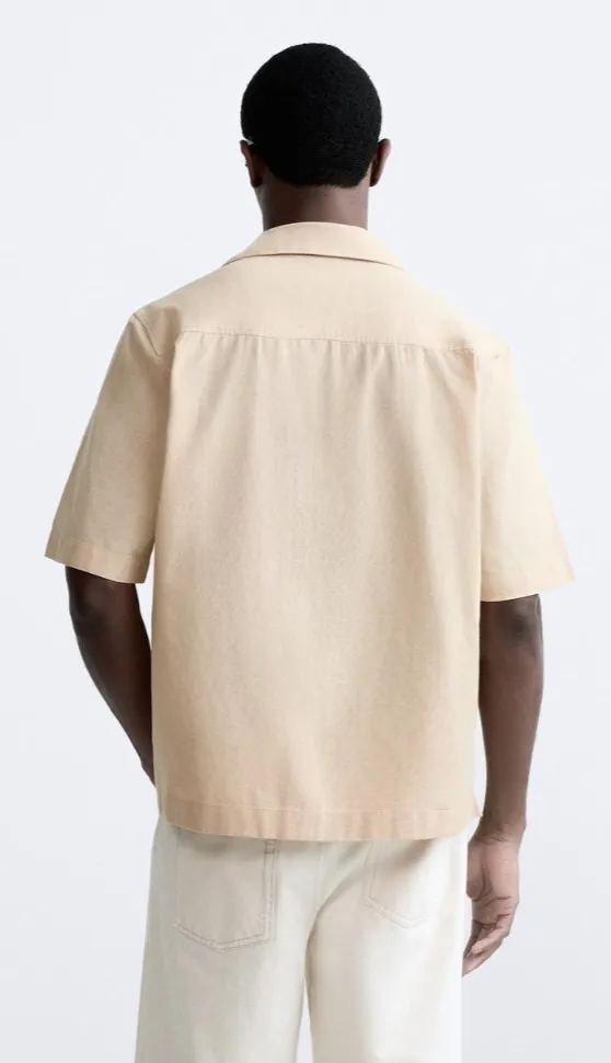 ZARA  |Linen Cotton Short Sleeves Shirts