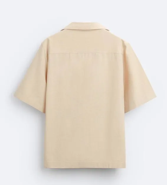 ZARA  |Linen Cotton Short Sleeves Shirts