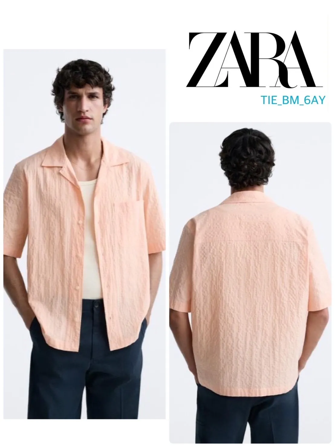 ZARA  |Plain Cotton Short Sleeves Shirts