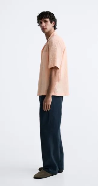 ZARA  |Plain Cotton Short Sleeves Shirts