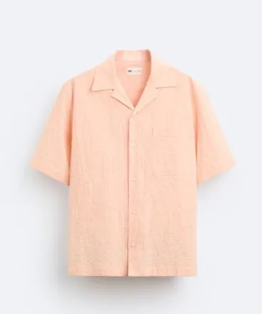 ZARA  |Plain Cotton Short Sleeves Shirts